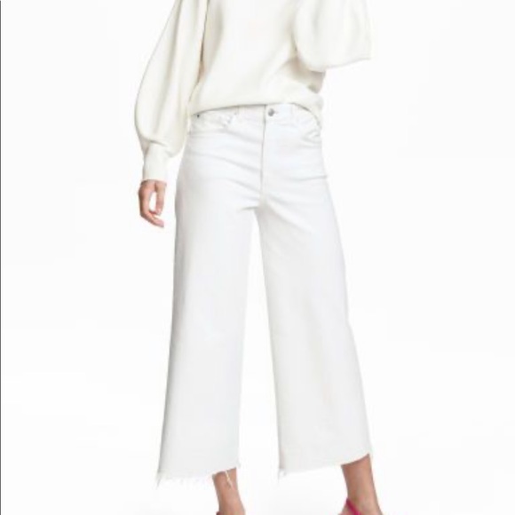 white denim culottes high waist